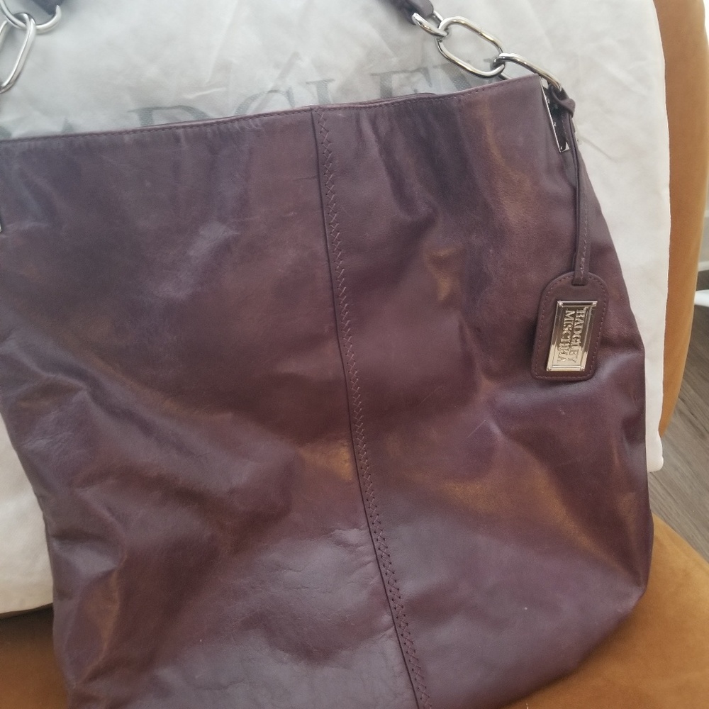 Plum Real Leather Badgley Mischka Hobo Bag